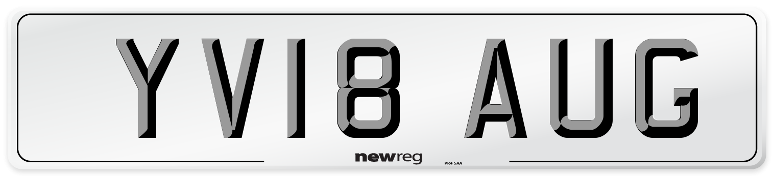 YV18 AUG Number Plate from New Reg